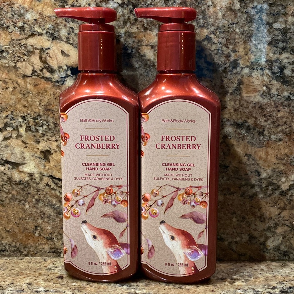 (2)-“FROSTED CRANBERRY” by BBW, 8.0 fl oz / 236 mL, Cleansing GEL Hand Soap, NWT